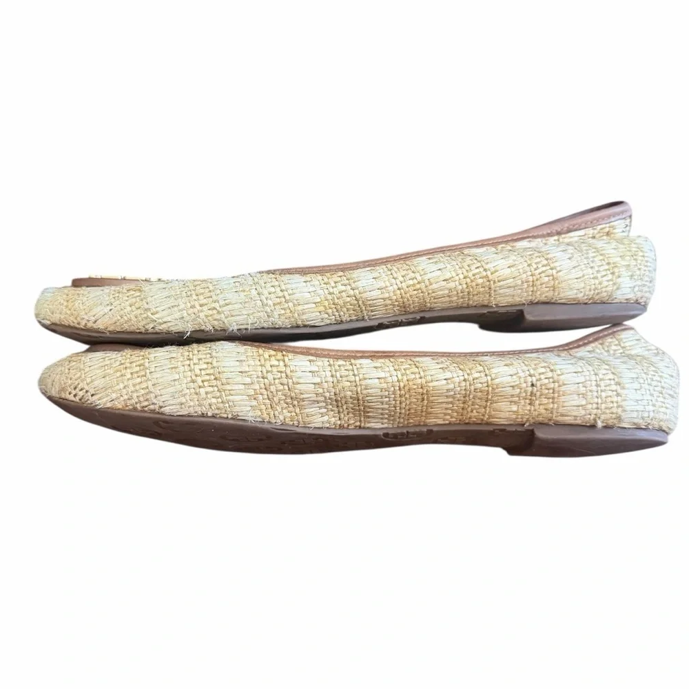 Tory Burch Reva Raffia Ballet Fats Brown
